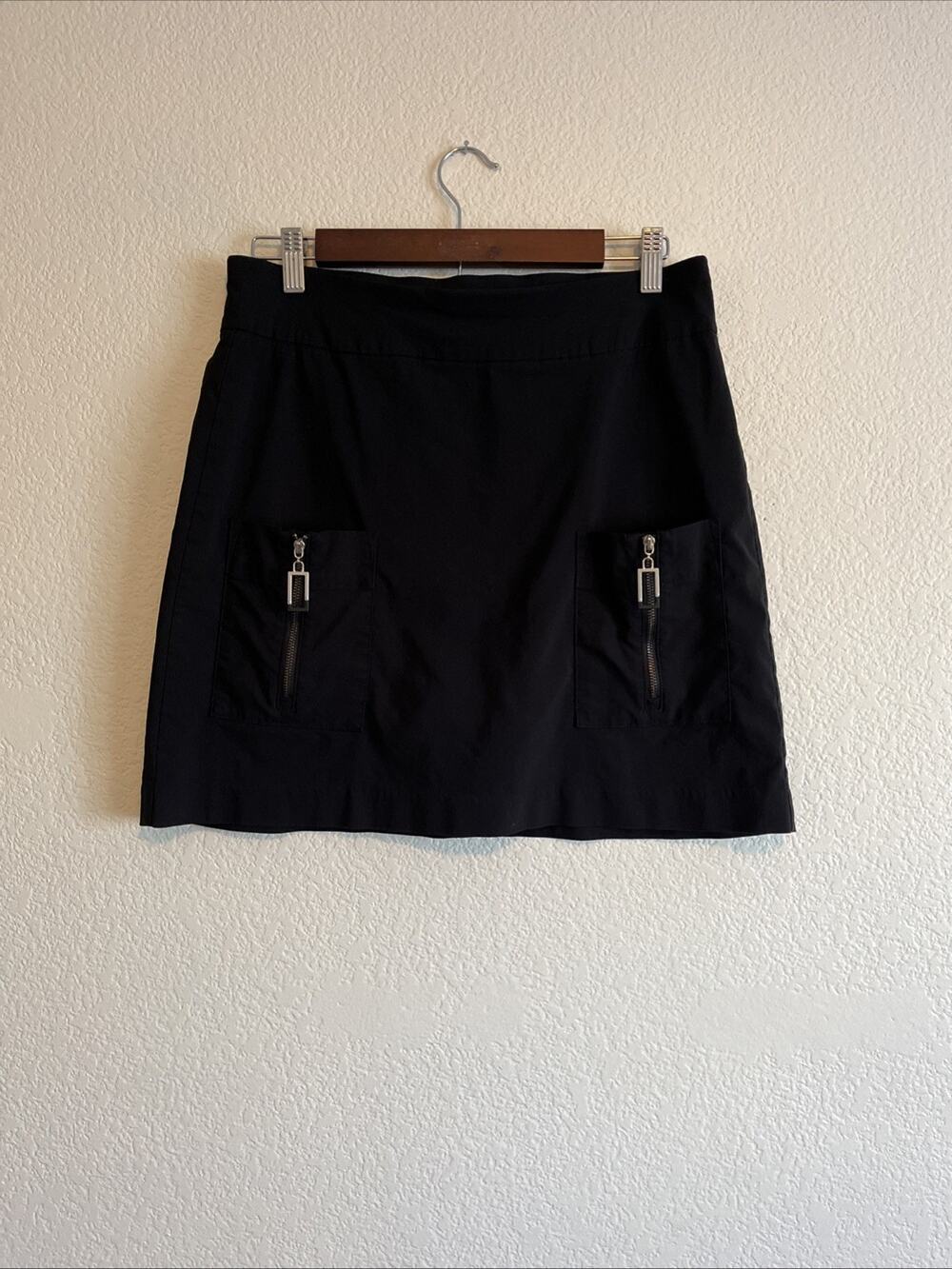 Jamie Sadock Sunsense Skirt Womens 8 Black Short Skort Stretch Zip Pocket Golf